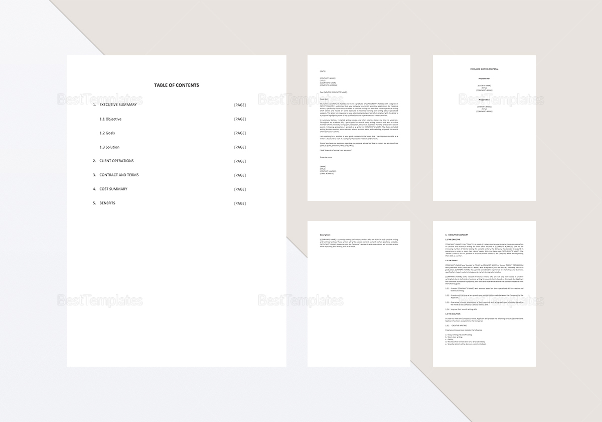 Freelance Writing Proposal Template in Word, Google Docs, Apple Pages