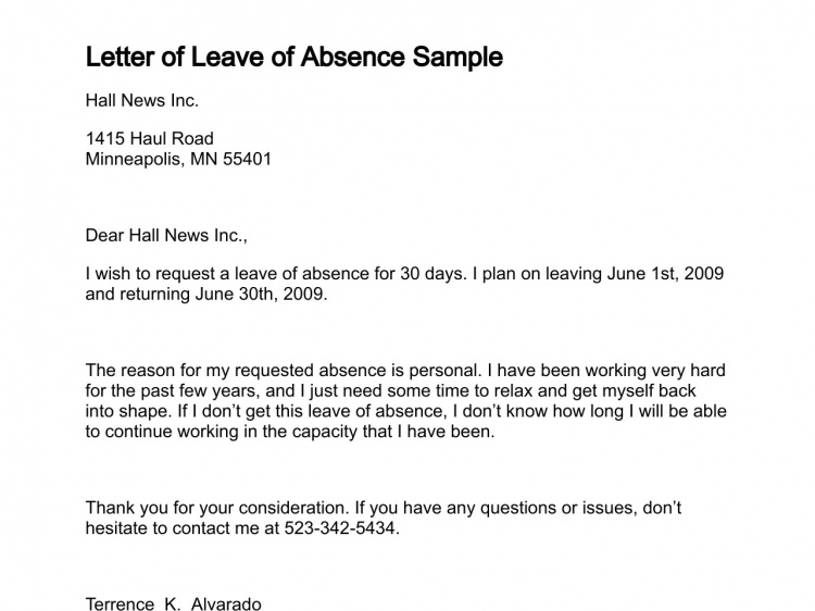 Editable Leave of Absence Form Template, Employee Leave of Absence ...